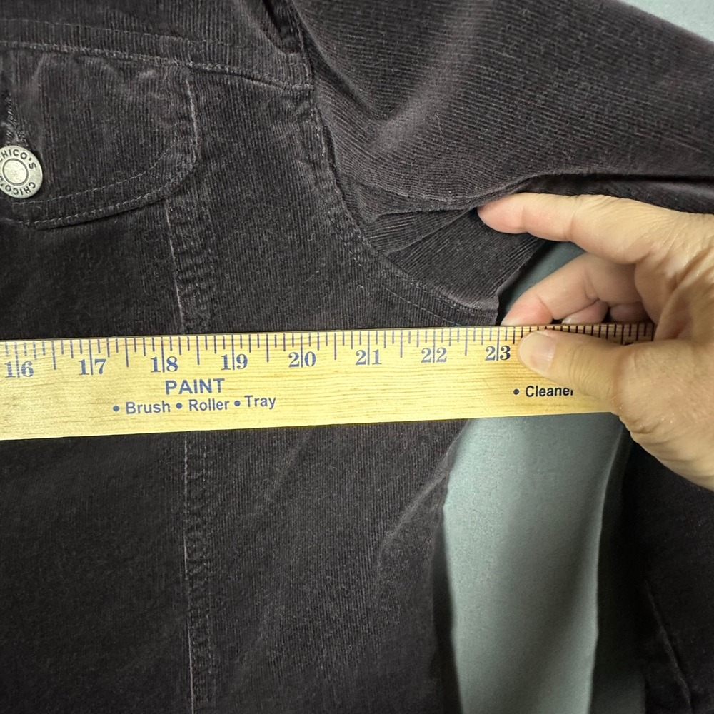 Chico's Micro Corduroy Jacket Stretch Chocolate Brown XL Denim Style‎ Trucker - Picture 7 of 8